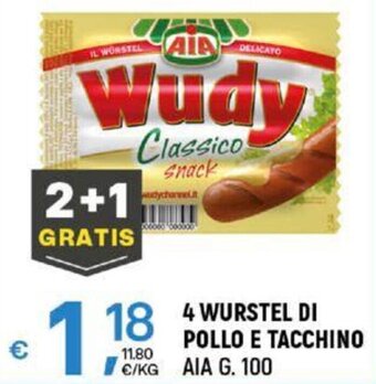 A&O 4 WURSTEL DI POLLO E TACCHINO AIA G. 100 offerta