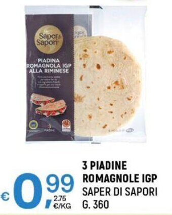 A&O 3 PIADINE ROMAGNOLE IGP SAPER DI SAPORI G. 360 offerta