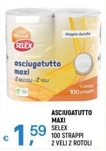 A&O ASCIUGATUTTO MAXI SELEX 100 STRAPPI 2 VELI 2 ROTOLI offerta