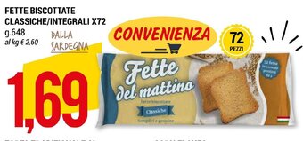 Hardis FETTE BISCOTTATE CLASSICHE/INTEGRALI X72 g.648 offerta