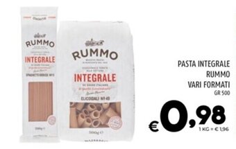 Il Centesimo PASTA INTEGRALE RUMMO VARI FORMATI GR 500 offerta