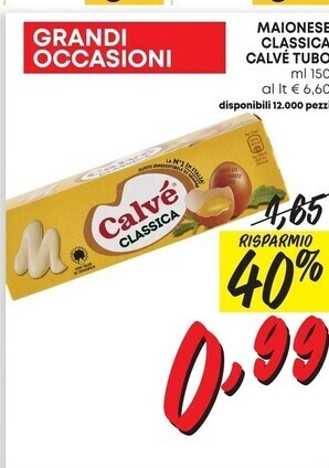 Pam Calvè maionese classica tubo offerta