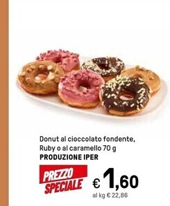 Iper donut al cioccolato fondente, ruby o al caramello