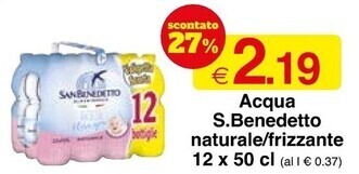 Sì con te San benedetto acqua naturale offerta