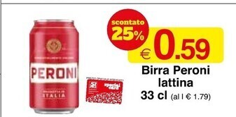 Sì con te Peroni birra lattina offerta