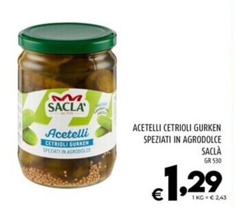 ACETELLI CETRIOLI GURKEN SPEZIATI IN AGRODOLCE SACLÀ GR 530
