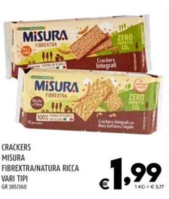Il Centesimo CRACKERS MISURA FIBREXTRA/NATURA RICCA VARI TIPI GR 385/360 offerta
