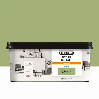 Pittura per interni lavabile, luxens verde forest 4 opaco, 2.5 l