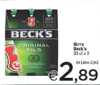 Crai Birra Beck's 33 cl x 3 offerta