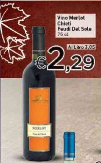 Crai Vino Merlot Chieti Feudi Del Sole 75 cl offerta