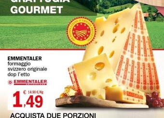 Emmentaler formaggio svizzero originale dop l'etto