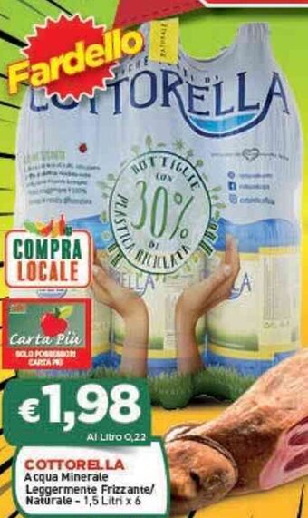 Crai COTTORELLA Acqua Minerale Leggermente Frizzante/ Naturale-1,5 Litri x 6 offerta