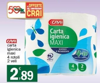 Crai Crai carta igienica maxi 4 rotoli offerta
