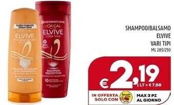 Il Centesimo L'oreal shampoo/balsamo elvive offerta