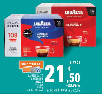 Conad Superstore CAPSULE CAFFÈ A MODO MIO LAVAZZA 810 g offerta