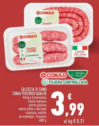 Conad Superstore SALSICCIA DI SUINO CONAD PERCORSO QUALITÀ 480 g offerta