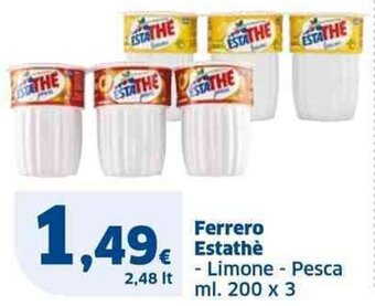 Sigma Ferrero Estathè - Limone - Pesca ml. 200 x 3 offerta