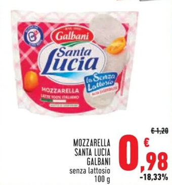 Conad Superstore MOZZARELLA SANTA LUCIA GALBANI senza lattosio 100 g offerta