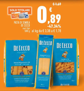 PASTA DI SEMOLA DE CECCO 500 g