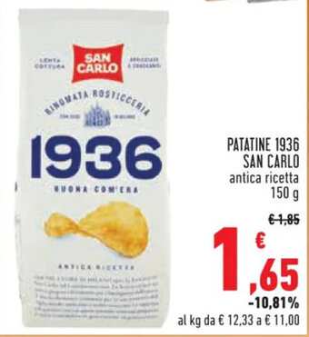 Conad Superstore PATATINE 1936 SAN CARLO antica ricetta 150 g offerta