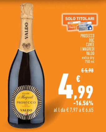 Conad Superstore PROSECCO DOC CUVEE I MAGREDI VALDO extra dry 750 ml offerta