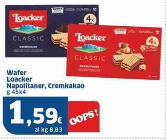 Sigma Wafer Loacker Napolitaner, Cremkakao g 45x4 offerta