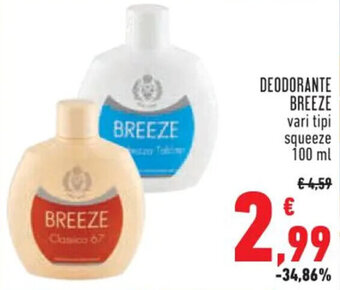 Conad Superstore DEODORANTE BREEZE vari tipi squeeze 100 ml offerta