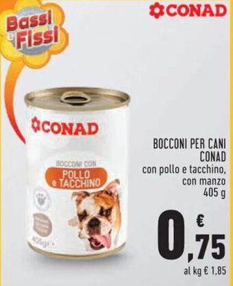 Conad Superstore BOCCONI PER CANI CONAD con pollo e tacchino, con manzo 405 g offerta