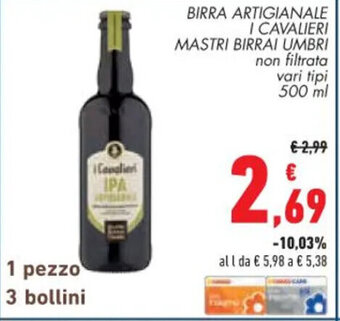 Conad Superstore BIRRA ARTIGIANALE I CAVALIERI MASTRI BIRRAI UMBRI non filtrata vari tipi 500 ml offerta