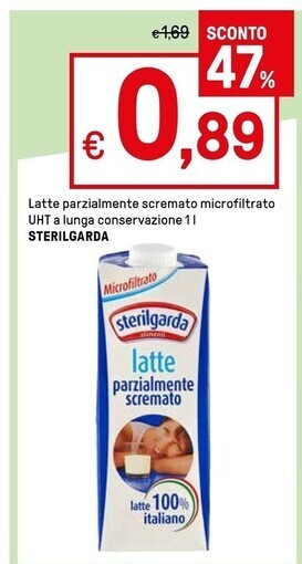 Sterilgarda latte parzialmente scremato microfiltrato uht a lunga conservazione