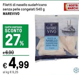 Iper La Grande Marevivo filetti di nasello sudafricano senza pelle congelati offerta