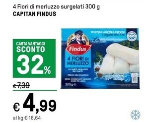 Iper La Grande Capitan findus 4 fiori di merluzzo surgelati offerta
