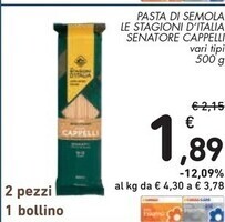 Spazio Conad Senatore cappelli pasta di semola le stagioni d'italia offerta