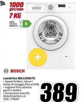 MediaWorld Bosch lavatrice waj20067ii offerta