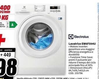 MediaWorld Electrolux lavatrice ew6f594u offerta
