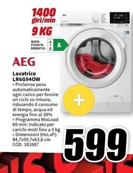 MediaWorld Aeg lavatrice lr6g94ow offerta