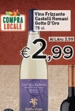 Crai Gotto d'oro vino frizzante castelli romani offerta