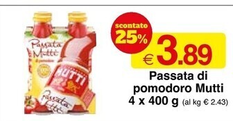 Sì con te Mutti passata di pomodoro offerta