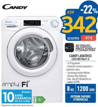 FreeShop CANDY LAVATRICE CS01285TW4/1-S offerta