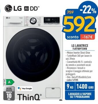 FreeShop LG LAVATRICE F4R7009TSWB offerta