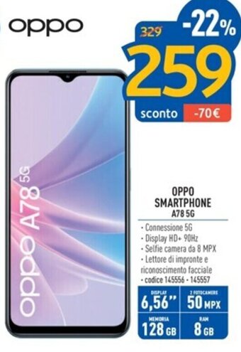 FreeShop OPPO SMARTPHONE A78 5G offerta