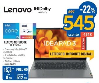 FreeShop LENOVO NOTEBOOK IP 3 151TL6 offerta