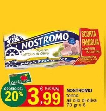 Crai Nostromo tonno all'olio di oliva 70 gr x 6 offerta
