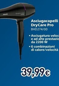 Unieuro Philips asciugacapelli drycare pro offerta