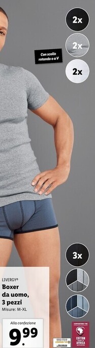 Lidl Livergy boxer da uomo, 3 pezzi offerta