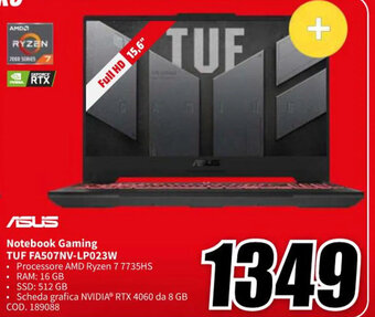 MediaWorld ASUS Notebook Gaming TUF FA507NV-LP023W offerta