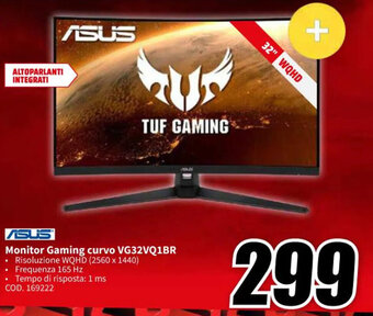 MediaWorld ASUS Monitor Gaming curvo VG32VQ1BR offerta