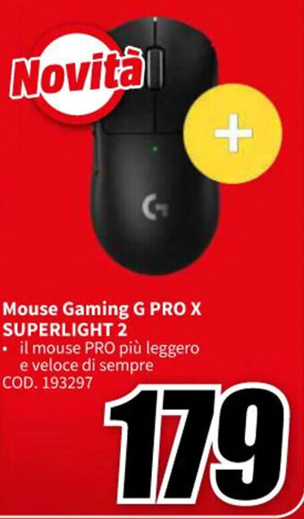 MediaWorld Logitech Mouse Gaming G PRO X SUPERLIGHT 2 offerta