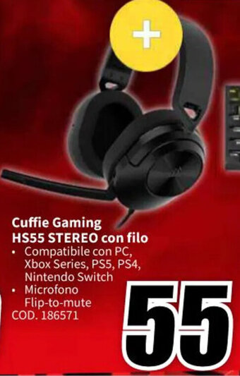 MediaWorld CORSAIR Cuffie Gaming HS55 STEREO con filo offerta
