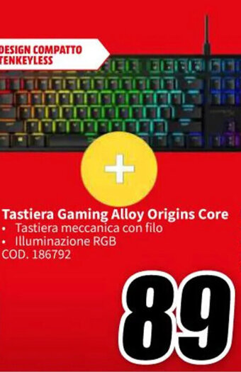 MediaWorld HyperX Tastiera Gaming Alloy Origins Core offerta